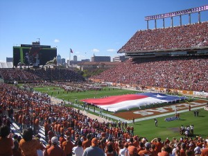 A drone flew over the football stadium at the University of Texas during the team’s home opener (Photo credit: Wikipedia)